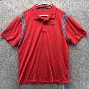 Golf America Polo Shirt Mens Medium Red Gray Athletic Golf Performance Top